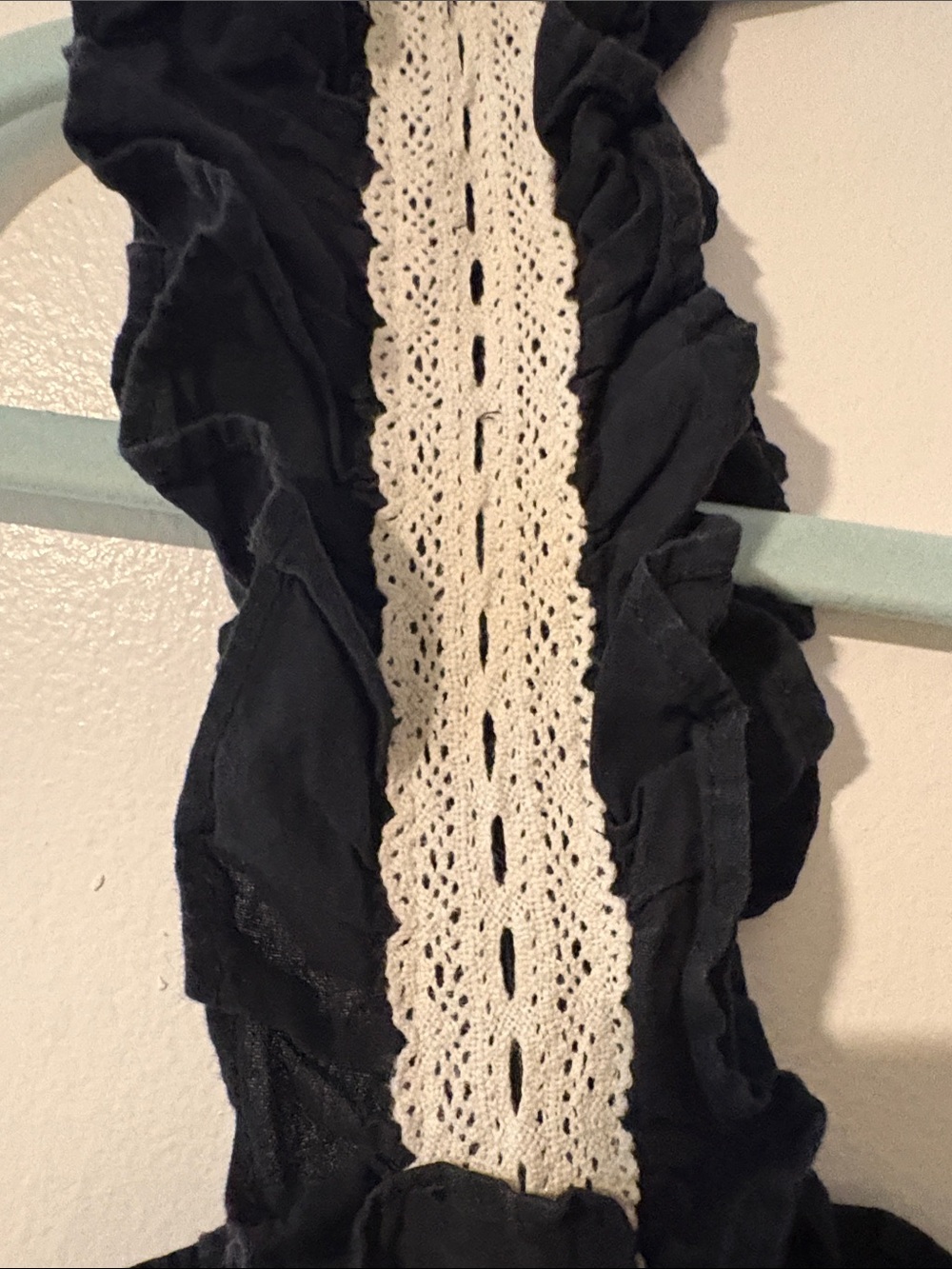 PINCH- Black Maxi Dress with Cream Lace Trim - Picture 3 of 7